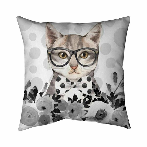Fondo 26 x 26 in. Geek Cat-Double Sided Print Indoor Pillow FO2794562